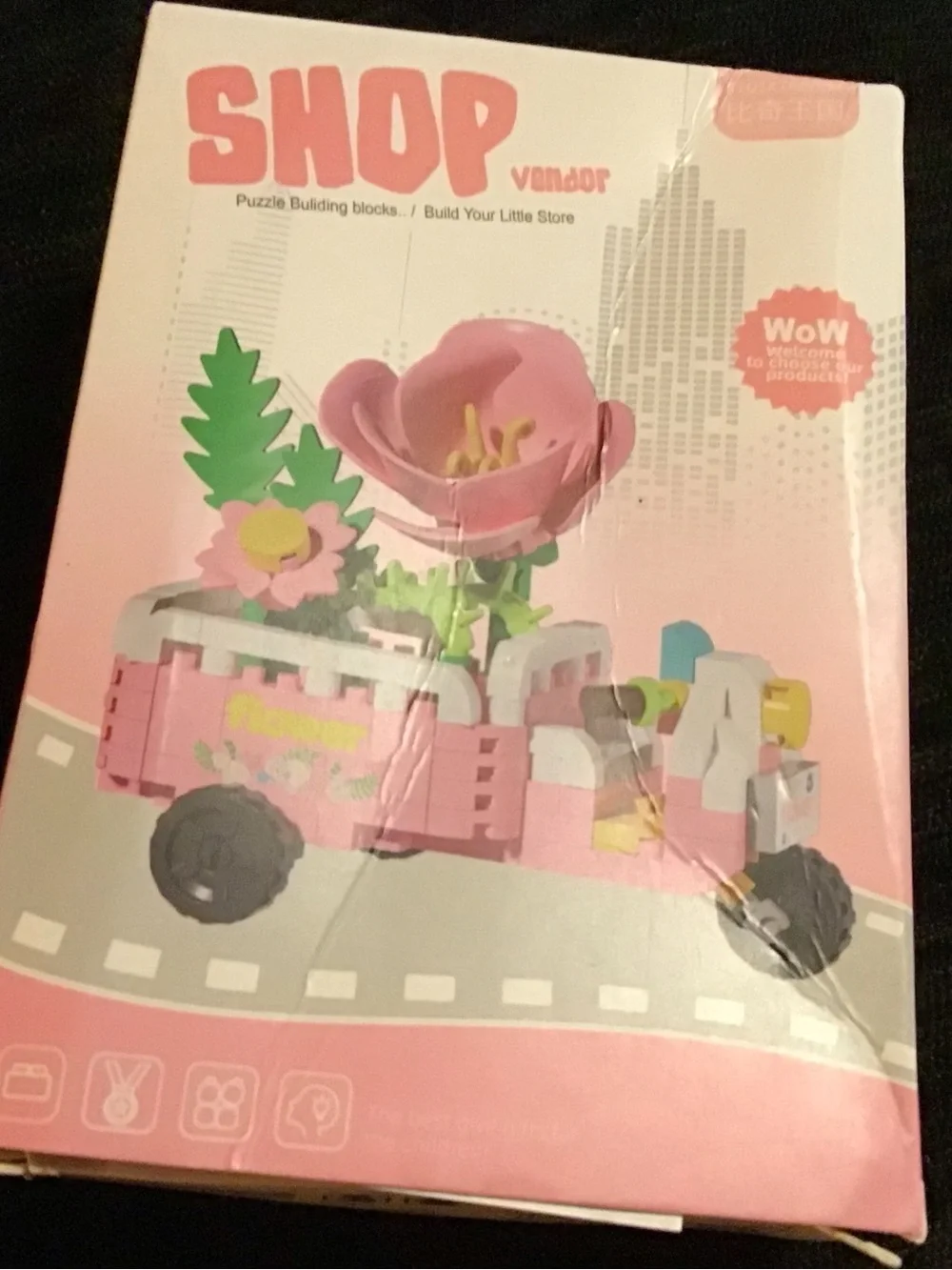 SHOP Vendor Pink Flower Cart Building Set - Kids Toys